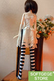 5pc Clothes/Lace Skirt+ Vest + Sweater+Stockings+Necklace/outfit Lace Dress 1/3 DOD BJD Dollfie /Pink