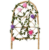 Miniature Flower Arch. Decorative Dollhouse Wicker Rattan Stand Natural Colour.