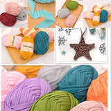 2 Pack T-Shirt Yarn Knitting Yarn Fabric Crochet Cloth Solid Color DIY Hand Craft Bag Blanket Cushion Crocheting Projects (Light Yellow)