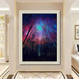 Fipart DIY Diamond Painting by Numbered kit, Full-drilled Starry Forest Cross-Stitch Art Craft Wall Decoration,18X12 inches
