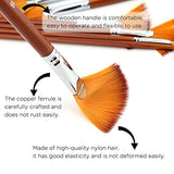 AIEX 9 Pieces Fan Paint Brushes, Anti-Shedding Nylon Hair Wooden Handle Artist Paint Brush Set for Watercolor, Acrylics, Ink, Gouache, Oil, Tempera Painting