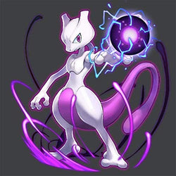 LSDAMW DIY 5D Diamond Painting Anime Cartoon Mewtwo Pokemon by Number Kit Full Drill Round Diamond Embroidery Rhinestone Embroidery Craft for Home Wall Decoration 40x50cm