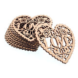 RayLineDo 10pcs Heart Shaped Hollow Design Wooden Embellishments 80MM With Lanyard for Crafting and