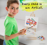 OAT ART STUDIO Kids Art Painting Set with Wood Easel, 12 Color Acrylic Paints, 5 Paint Brushes, Palette, for Creative Children Ages (Vehicles)