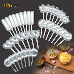 Cupcakes Pipettes,125PCS 4 ml Plastic Strawberry Pipettes Mini Pipettes Squeeze Dropper Liquid Injector Pipettes for Strawberries, Cupcake, Chocolate, Birthday Party and Holiday Decoration