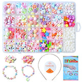 DIY Bead Jewelry Making Kit, Kids DIY Bracelets Necklaces Hairbands Rings Beading Kit Gifts for Girls Ages 6-12, 450Pcs+