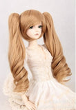(20-22cm) 1/3 BJD Doll SD Fur Wig Dollfie / Light-Brown 2 Long Curl Ponytails Hair / FBE033