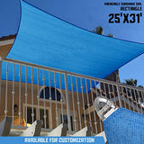 TANG Sunshades Depot 25' x 31' Blue Rectangle Super Ring Sun Shade Sail Canopy Structure, Super Durable Heavy Duty, Reinforced Corners, Edges & 260 GSM Permeable Fabric