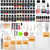 Nicpro 39 Colors Pouring Paint Kit, Ready to Pour Acrylic Paint Supplies With 4pcs Canvas and Wood Slices, Epoxy Resin, Pour Oil, Tool including Brushes, Gloves, Strainer, Cup, Epoxy Resin, Instructions Flow DIY Painting