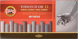 KOH-I-NOOR TOISON D'OR 8522 Artist's Soft Pastels - Grey (Pack of 12)