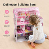 ROBOTIME Dollhouse with Furniture and Accessories Sets Wooden Pretend Play House Great Birthday & Christmas Gifts for 2 3 4 5 6 Years Old Girls