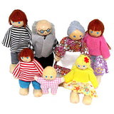 Wooden Doll House Family Dress-up Characters, Family Role-Play Dress-up Characters Grandpa, Grandma, Mom, Dad, Children, Baby Family of 7