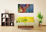 Wieco Art Colorful Abstract Heart Oil Paintings on Canvas Wall Art Ready to Hang for Living Room Bedroom Home Office Decorations Modern 5 Panel 100% Hand Painted Stretched and Framed Artwork