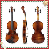 MIRIO Violin 4/4 Full Size, Acoustic Violin for Students, Adults- Hand Oil Rub Highly Flamed Solid Wood Violin- Hard Case, Metronome Included-Ebony Fitted Fiddle for Beginners, Intermediate Player