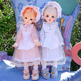 New 1/6BJD Doll Clothes Lolita Lace Dress Headwear Socks Set 30cm Doll Clothes BJD SD YOSD Doll Accessories (Blue)