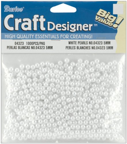 Darice 4323 1000-Piece Round Pearl Bead, 5mm, White