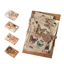MTYNB 240PCS Vintage Stickers Scrapbook Paper Packs, Butterflies, Mushroom,Flower, Plant Aesthetic Scrapbooking Supplies kit for Junk Journal DIY journaling Arts Crafts Brown
