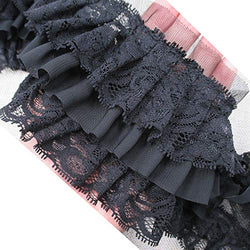 3-1/2 Inch Wide Ruffled Lace Fringe Lace Trim Skirt Extender Dress Sewing Accessory (2-Yards,