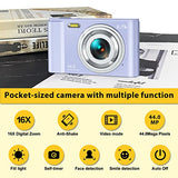 Digital Camera, Lecran Vlogging Camera with 16X Digital Zoom, 2.88" IPS Screen, Compact Portable Mini Cameras for Students, Teens, Kids (2.7K Purple)