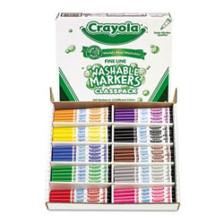 o Crayola LLC o - Thin Line Markers, Washable, Nontoxic, 200/BX, Assorted