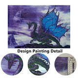 DIY 5D Diamond Painting Kits for Adults,3/4 Drill Embroidery Paint with Diamond for Home Wall Decor - Purple Flying Dragon - 16x12inch