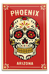 Lantern Press Phoenix, Arizona - Day of The Dead - Sugar Skull and Flower (12x18 Aluminum Wall