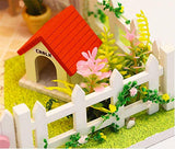 TOYROOM DIY Miniature Dollhouse Kit Girls Pink Handmade Wooden Mini Dollhouse Collection Miniature Furniture Gift for Teens Adults Decoration with Dust Cover and Music Box