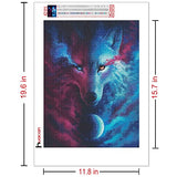 Wolf Diamond Painting Kits, HuaCan Full Square Drill Diamond Painting Kit for Adults, 5D Diamond Art Kit, Animals Painting with Diamonds Art for Adults Home Wall Decor 11.8x15.7in/30x40cm