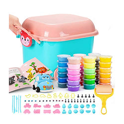 Air Dry Clay Kit 36 Colors Modeling Clay for Kids Light Soft Magic Clay with Sculpting Clay Tools, Accessories and Tutorial Book for Kids DIY. Reusable Storage Box with Wheels (Fox)