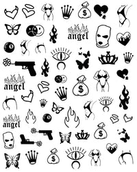 Impressed Gothic Authentic 5 Sheets Luxury Grunge Nail Art Stickers 500+ Black Customized Nail Decals for Fake Nail Design Decorations and Salon Nails Accessories for Men and Women (Grunge)