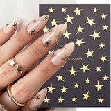 JMEOWIO 9 Sheets Star Nail Art Stickers Decals Self-Adhesive Pegatinas Uñas Silver Colorful Nail Supplies Nail Art Design Decoration Accessories