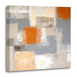 TORASS Canvas Wall Art Print Tan Grey So Orange and Beige Abstract Brown White Artwork for Home Decor 20" x 20"