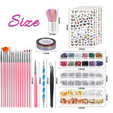 Nail Art Brushes set, Teenitor Nail Dotting Tools and Brushes, Nail Art Foil Flakes, Nail Striping Tape, Butterfly Nail Art Stickers, Nail Art Rhinestones and Pick Up Tweezers