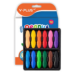 Peanut Crayons for Toddlers, 12 Colors Non-Toxic Crayons, Easy to Hold Washable Safe Toddler Crayons for Kids, Coloring Art Supplies