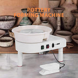 VIVOHOME Pottery Wheel 25CM Pottery Forming Machine 350W Electric DIY Clay Tool with Foot Pedal and Detachable Basin for Ceramic Work Art Craft White