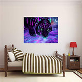 UPMALL DIY 5D Diamond Painting by Number Kits, Full Drill Crystal Rhinestone Embroidery Pictures Arts Craft for Home Wall Decoration Purple Tiger 15.7×11.8Inch