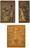 Design Toscano WU968075 Egyptian Temple Steles Tutankhamen, Isis and Horus Wall Sculpture Plaques, 10 Inch, Set of Three, Black and Gold