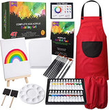 RiseBrite Kids Art Set 47 Pcs Acrylic Paint Set for Kids Includes Non Toxic Paint, Tabletop Easel, Paint Brushes, Canvas, Painting Pad, and More Art Supplies
