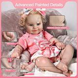 DCOLCO Reborn Baby Doll Real - 20 inch Blonde Hair Lifelike Newborn Silicone Baby Doll Girl Smiling Weighted Toddler for Kids Age 3+