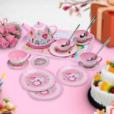 Tea Set for Little Girls, 20PCS Princess Tea Party Play Toy Including Teapot,Cups,Coasters,Plates,Spoons,Serving Tray,Tablecloth and Carrying Bag, Kids Kitchen Pretend Play for Girls Boys Age 3-6