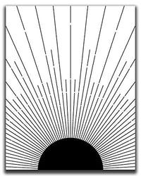 Abstract Geometric Sun Wall Art Print - 11x14" UNFRAMED Print - Modern, Minimal, Black And White Sunrise And Sunset Stripes Line Decor - Scandinavian, Nordic, Mid Century Modern Decor
