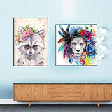 DIY 5D Diamond Painting by Number Kits for Adults Kids, Round Full Drill Crystal Embroidery Painting Cross Stitch Gem Arts Crafts Flower Racoons for Home Wall Decor, Canvas 30x40cm/12x16in