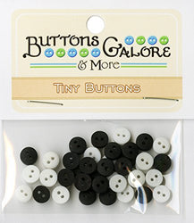 Buttons Galore Tiny Round Buttons, 1/4", Black/White