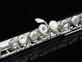 Glory Silver Plated Intermediate 17keys, Open/closed Hole C Flute with B Foot Joint,Offset G, with Case,cleaning Rod, Cloth, Joint Grease, and Gloves