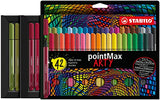 STABILO Nylon Tip Writing Pen pointMax ARTY - Wallet of 42 - Assorted Colors