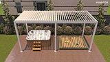 SORARA Outdoor Louvered Pergola 10' × 20' Aluminum White Outdoor Deck Garden Patio Gazebo with Adjustable Roof