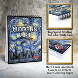 ColorIt Modern Art Adult Coloring Book for Stress Relief, 50 Drawings Inspired by Famous Paintings, Smooth and Thick Paper, Spiral Binding, USA Printed, Lay Flat Hardback Book Cover, Ink Blotter Paper