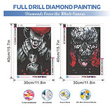Halloween Diamond Painting 2 Pack,Skull Diamond Art Kits for Adults Kids Beginner,DIY 5D Horror Diamond Painting Kits for Home Wall Art Decor 11.8x15.7 inch