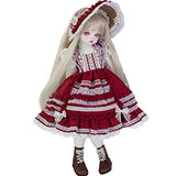 BJD Dolls 1/4 Red Lolita Style SD Doll BJD Giant Baby Doll 18 Inch 14 Ball Jointed Doll DIY Toy with Hair Accessories Full Set Having Different Movable Joints