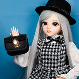 Proudoll 1/3 BJD Doll 60cm 24Inches Ball Jointed SD Dolls Move Joints Action Figures Caroline Hat Wig Blouse Dress Handbag Boots